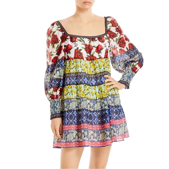 Alice + Olivia Rowen Patchwork French Quarters Mini Dress
